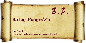 Balog Pongrác névjegykártya